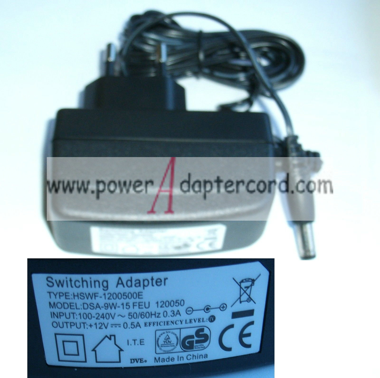 *Brand NEW*12V 0.5A DSA-9W-15 FEU HSWF-1200500E SWITCHING ADAPTER POWER SUPPLY